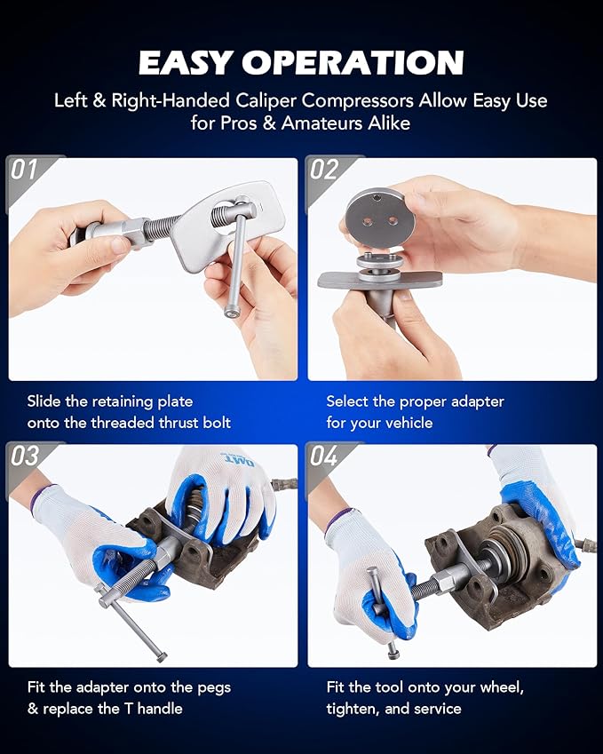 Orion Motor Tech 32pc Dual Brake Tools, 2 in 1 Disc Brake Caliper Tool Set and Drum Brake Tool Kit, Brake Caliper Tool and Brake Drum Tool with Brake Spring Tool Pliers Installer Remover Adjuster
