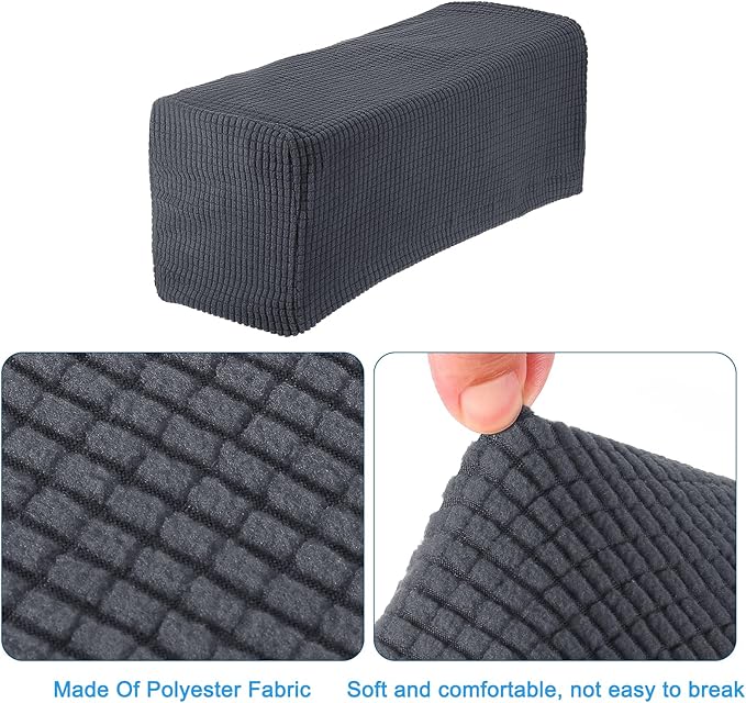 uxcell 2pcs Stretch Armrest Covers for Chairs/Sofas, Couch Arm Covers with Twist Pin, Furniture Protector Slipcovers Dark Grey