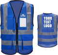 High Vis Safety Vest Reflective Strips, Multi-Pocket Design, Available in Yellow,Orange,black,Pink,blue,Red,purple