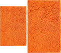 BOANKODU Bathroom Rugs Sets 2 Piece, Extra Soft Chenille Bath Mat Ultra Absorbent Bathroom Rug, Bathroom Mat with Non-Slip Bottom, Machine Washable Bath Rugs (20x32 Inch + 16x24 Inch, Orange)