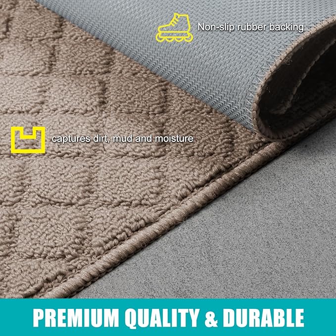 Azadx 4'x6' Front Entryway Door Mat Non Slip Indoor Door mats Washable Entry Mats Welcome Doormat Dirt Trapper for House Entry Low Profile Doormat Indoor Entrance Mat
