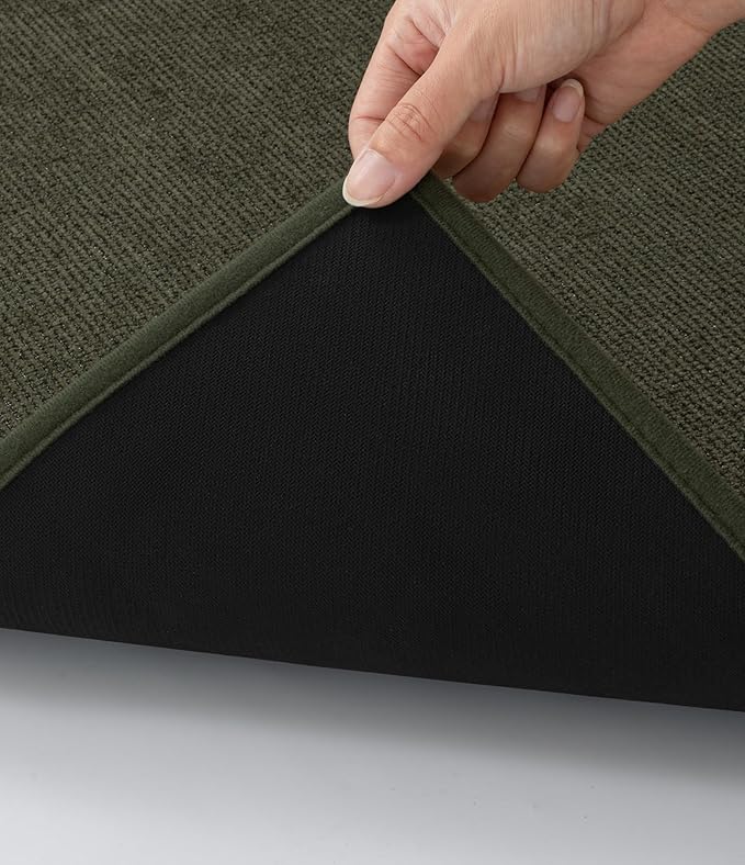 YIHOUSE Bathroom Rugs Mats Sets 3 Pieces, Ultra Thin Bath Mat Absorbent Non Slip Bath Rugs for Bathroom Washable, Shower, Sink, Laundry (Dark Green, 3 Pieces)