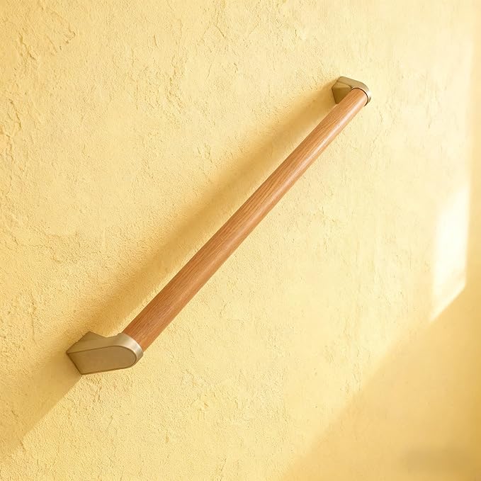 6 FT Modern Aluminum Handrail Set - ADA Compliant Indoor & Outdoor Stair Railing. 1.4" Diameter Grab Bar. Wall-Mounted with 90°Wall Return End. Ideal for Safe Grip，Rust Free(Cherry Wood Grain, 6 FT)