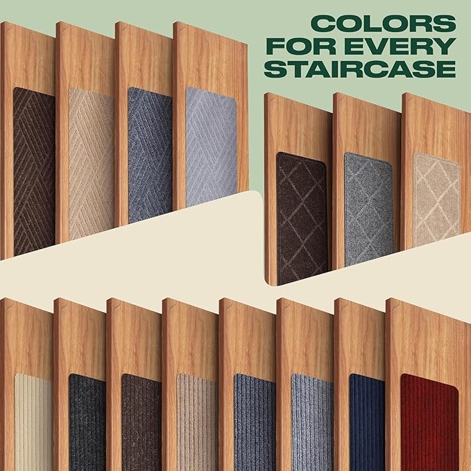 MBIGM 8" X 30" (15 in Pack) Non-Slip Carpet Stair Treads Non-Skid Safety Rug Slip Resistant Indoor Runner for Kids Elders & Pets with Reusable Adhesive - Light Gray - Carpet Pads for Stairs