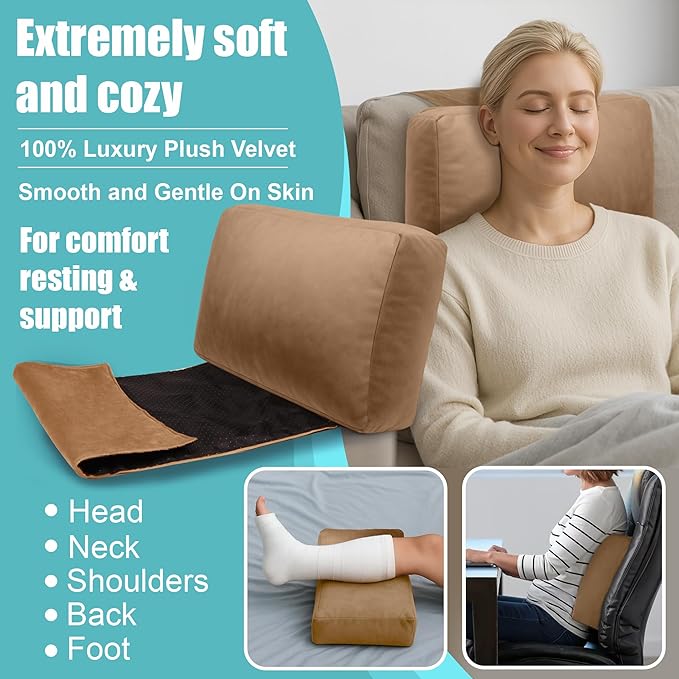 sokoro Recliner Headrest Pillow, Versatile Neck Support Cushion with Velvet Cover for Adults, Ideal Accessory for Chair, Couch, Office, Bed, Lumbar Pain Relief, Travel, Lounging, Brown