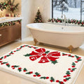 Christmas Bathroom Rug 36"x24", Extra Soft Absorbent Microfiber Thick Plush Fluffy Bathroom Rugs, Non-Slip Backing, Machine Washable Bath Rugs, Holiday Xmas Decor Indoor Bath Mats, White, Xmas Bell