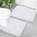Yimobra Bathroom Rugs Sets 2 Piece, Soft Absorbent Bath Mat and U-Shaped Toilet Rug with Non Slip Backing, Luxury Shaggy Bath Mats for Bathroom, Machine Washable, 24"x17"+24"x20", White