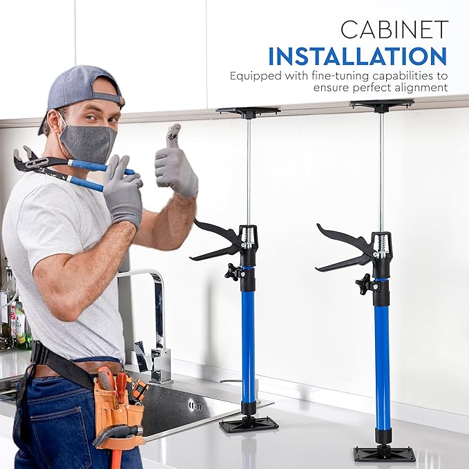 Cabinet Jack Support Pole, 19.7-114.2" Adjustable 3rd Hand Tool, Third Hand Tools for Installing Cabinets, Telescoping Poles 154LB Capacity Installation Jacks, Drywall Jack & Cargo Bar 4-Pack