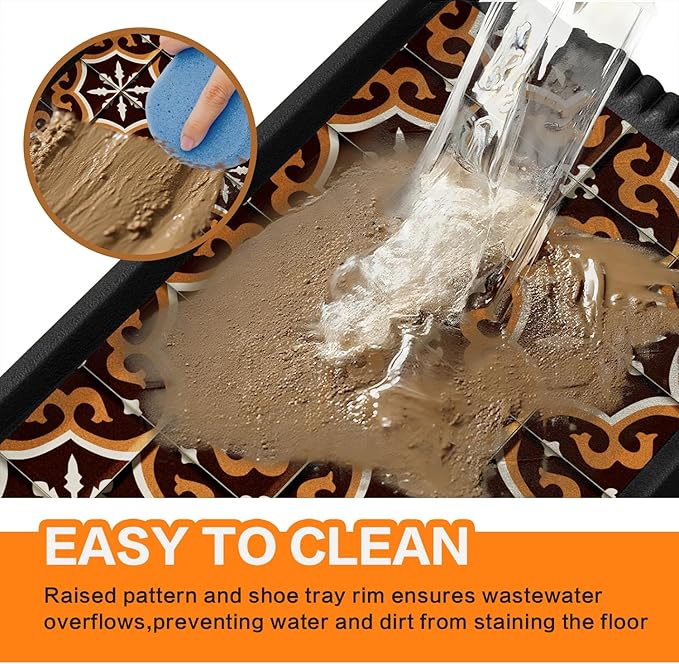 Rubber Boot Tray,Non-Slip Boot Mat with Lip,Waterproof Shoe Tray,Indoor Outdoor Multi Use Catch All Trays,Cleaning Mat for Entryway,Pets Garden,Mudroom,Garage