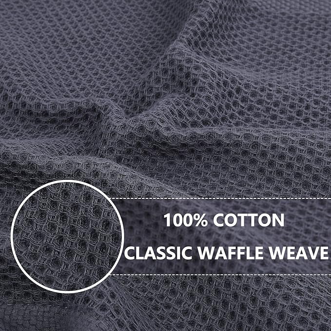 Homaxy 100% Cotton Waffle Weave Kitchen Dish Towels, Ultra Soft Absorbent Quick Drying Cleaning Towel, 13 x 28 Inches, 24-Pack, Mixed Color
