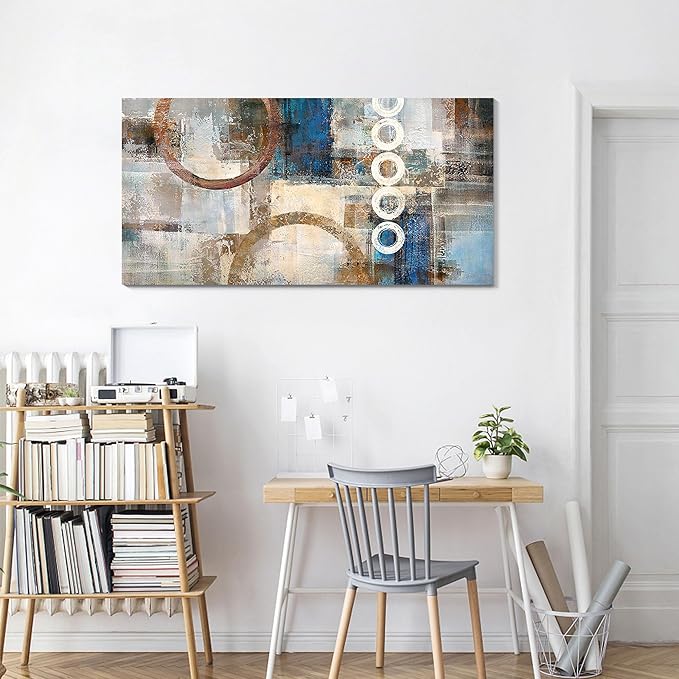 yiijeah Contemporary Wall Art - Geometric Wall Decor Canvas Printed Picture Artwork - 40x20 Inches - Abstract Artfor Living Room Office Bedroom Decoration