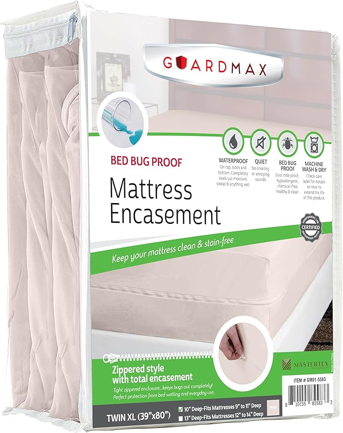 Guardmax Jersey Knitted Twin XL Zippered Mattress Encasement - Waterproof & Bed Bug Proof Mattress Protector - Comfortable, Soft, and Noiseless Zippered Bedding - Dust Mite Proof (39 x 80 x 10)