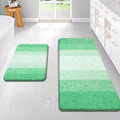 OLANLY Bathroom Rug Set 2 Piece, Soft Absorbent Microfiber Bath Rug Set, Non-Slip, Machine Wash Dry, Plush Shaggy Bath Mats for Bathroom (47"x20"+24"x16", Green)
