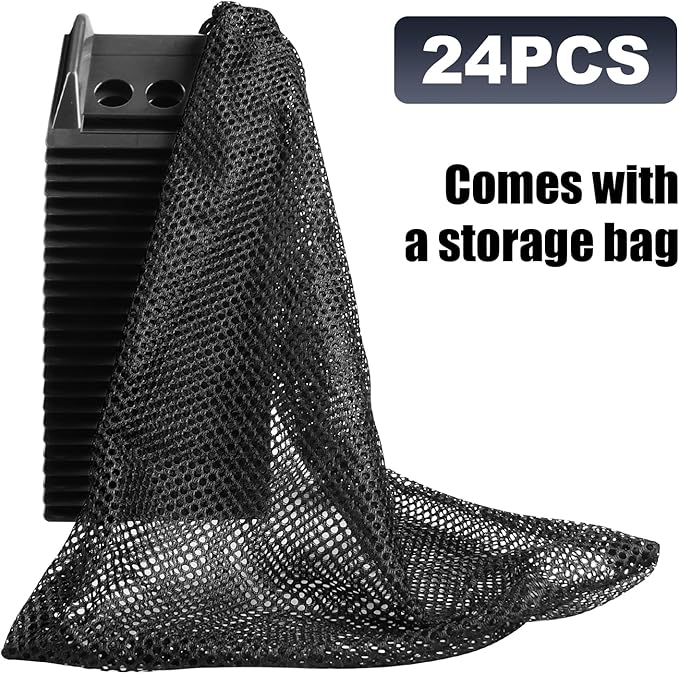 24 Pack 4" Flatbed Edge Protectors with Carrying Case, 4" Winch Ratchet Straps Plastic Corner Protectors for Flatbed Cargo Load (Black)