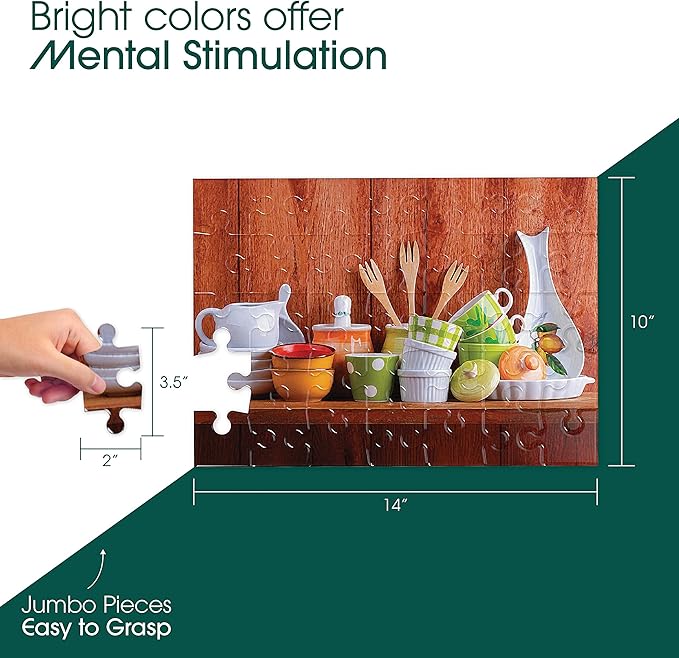 Keeping Busy 35 Piece Kitchen Dementia Puzzles for Seniors | Color Coded with Templates Easy Puzzles for Dementia Patients Gifts for Elderly Women in Nursing Home & Men Gift for Nursing Home Residents
