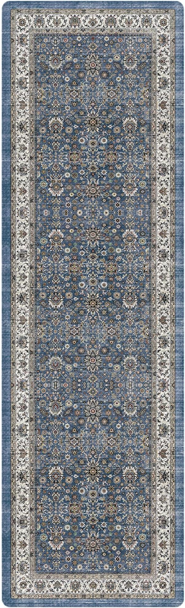 Color&Geometry Anti Fatigue Kitchen Mats for Floor 24x87, Vintage Decor, Easy Clean, Waterproof & Oil Proof, 0.4" Thick Cushioned, Non-Slip Kitchen Runner Rug for Sink, Laundry, Office, Blue