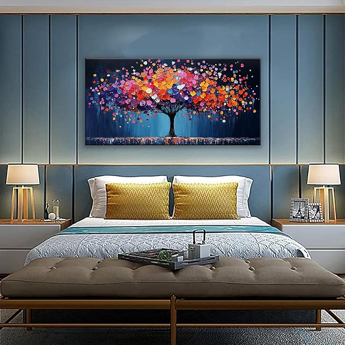 Suconvng Canvas Art Wall Decor Abstract Tree Wall Art For Living Room Modern Abstract Wall Decor Prints Pictures Colorful Tree Of Life Wall Art Picture For Bedroom Hotel Home Artwork 24 X 48 Inch