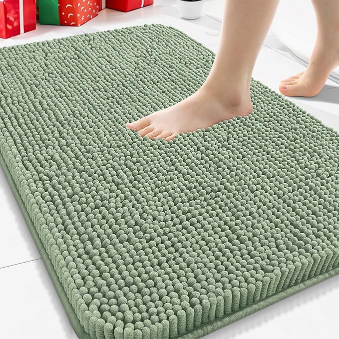 Arotive Bathroom Rugs 30x20, Extra Soft Absorbent Shaggy Chenille Bath Rugs, Machine Washable Rubber Backing Non-Slip Bath Mats for Bathroom Floor Tub and Shower, Home Decor Accessories, Sage Green