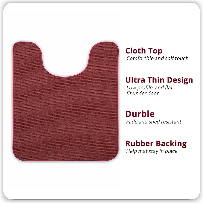 Christmas Toilet Rugs U Shaped Bathroom Rug,Machine Washable Non Slip Quick Dry Super Absorbent Ultra Thin Toilet Mats for Bathroom Toilet.Red,1'8"x2'(20x24inch)
