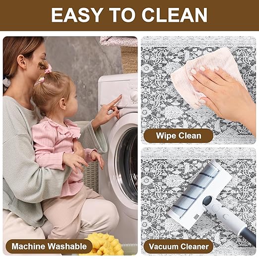 Non Slip Stair Treads for Wooden Steps Indoor, Grey, 15pcs, 30"X8", Soft Carpet Mat, Machine Washable Boho Carpet Treads with Reusable Adhesive Backing, Safety Stair Tread for Dogs, Kids, Elders