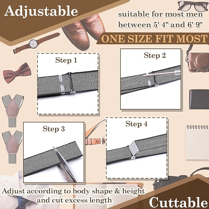STAY GENT Y-Style Shirt Stays For Men with Non-Slip Locking Clamps and Adjustable Elastic Straps