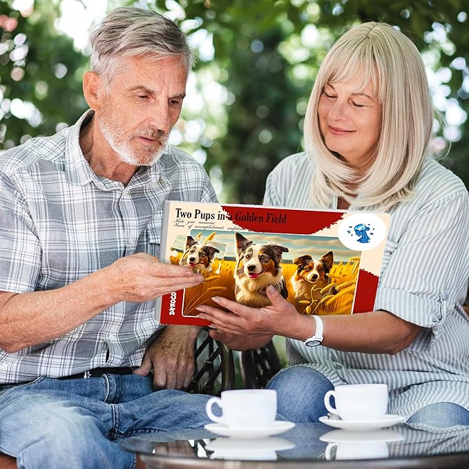 QUOKKA 35 Piece Puzzles for Adults - 3 Set Dementia Puzzles for Elderly - Large Piece Activities Products for Seniors - Alzheimers Jigsaw Puzzle Games for Adults - Dogs in The Field