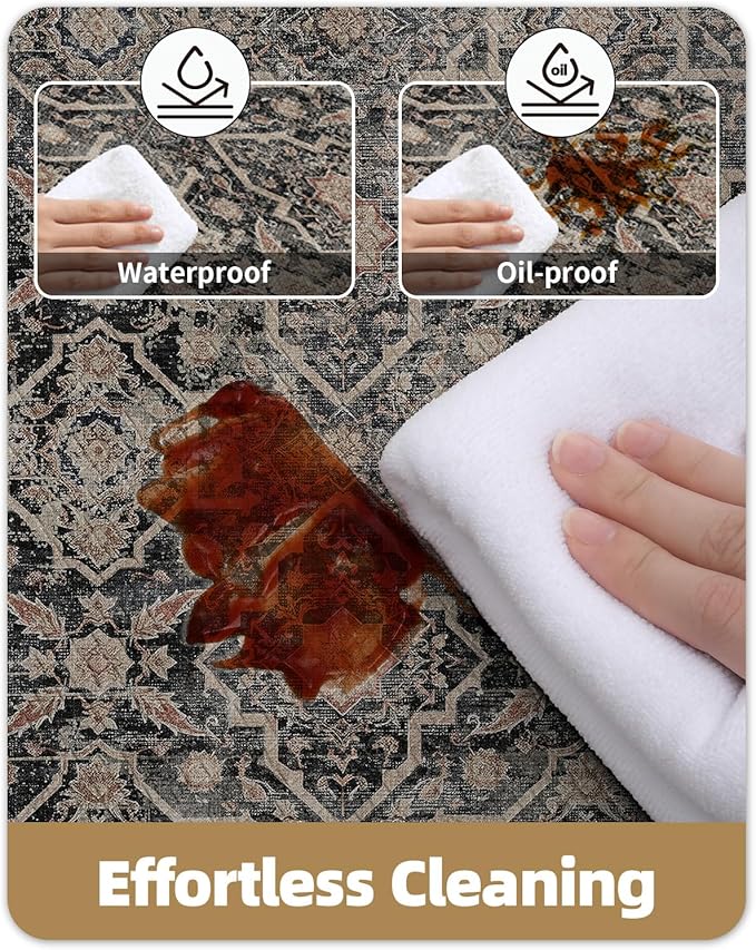 Color&Geometry Anti Fatigue Kitchen Mats for Floor 24x87, Vintage Decor, Easy Clean, Waterproof & Oil Proof, 0.4" Thick Cushioned, Non-Slip Kitchen Runner Rug for Sink, Laundry, Office, Black