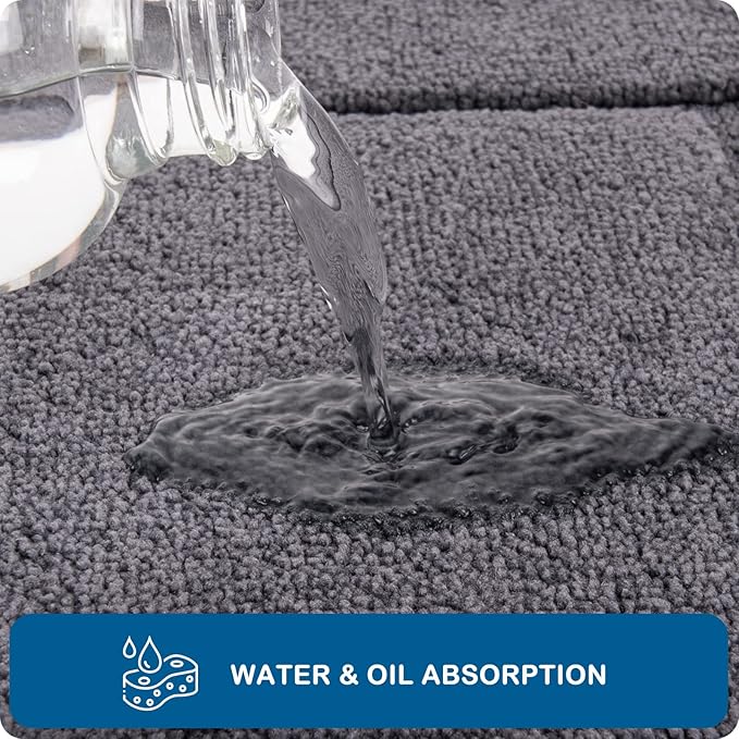 PURRUGS Machine Washable Kitchen Rug 32" x 47", Non-Slip/Skid Kitchen Runner Rugs & Floor Mats, Super Absorbent Soft Standing Mats for Kitchen, Sink & Laundry, Grey