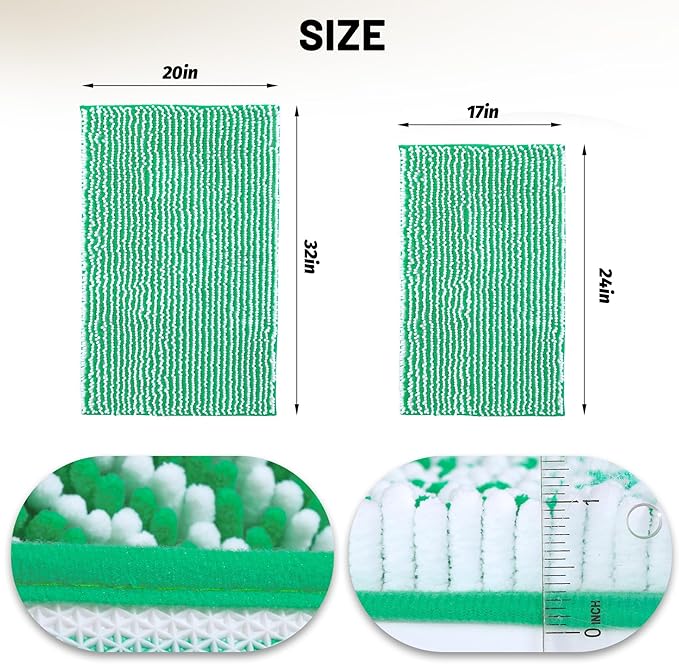 Ultra-Soft Bathroom Rug Set, 2-Piece – Absorbent, Non-Slip, Machine Washable Bath Mats for Bathroom, Shower, Sink, Kitchen （20" x 32" + 17" x 24"）