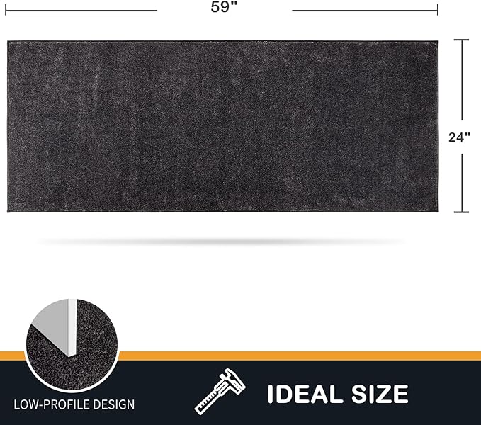 PURRUGS Dirt Trapping Door Mat 24" x 59", Non-Slip Machine Washable Entry Rug, Shoe Scraper, Dog Doormat, Super Absorbent Welcome Mat for Front & Back Door, Muddy Shoes & Paws, Charcoal