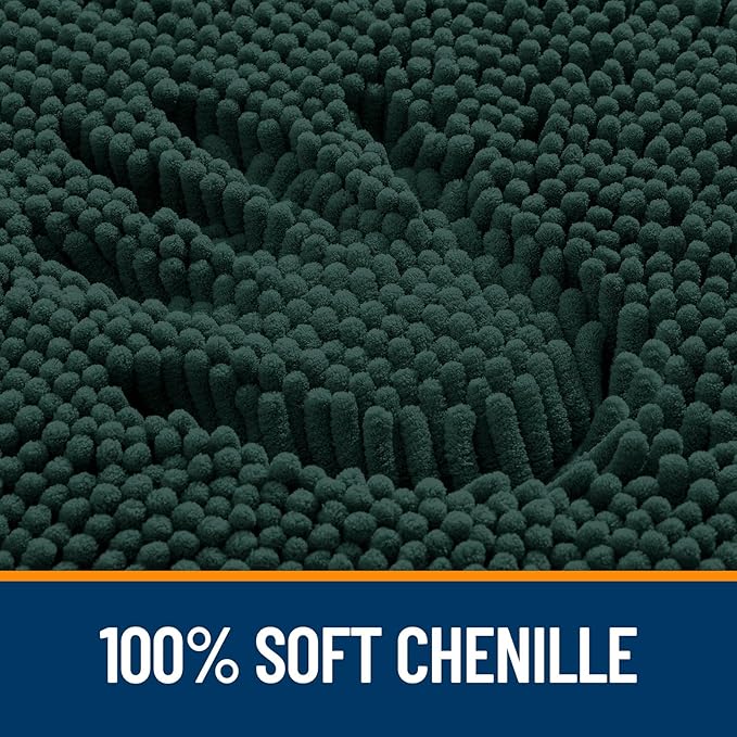 OLANLY Bathroom Rugs 70x24, Extra Soft Absorbent Chenille Bath Rugs, Rubber Backing Quick Dry, Machine Washable Bath Mats for Bathroom Floor, Tub and Shower, Home Decor Accessories, Blackish Green