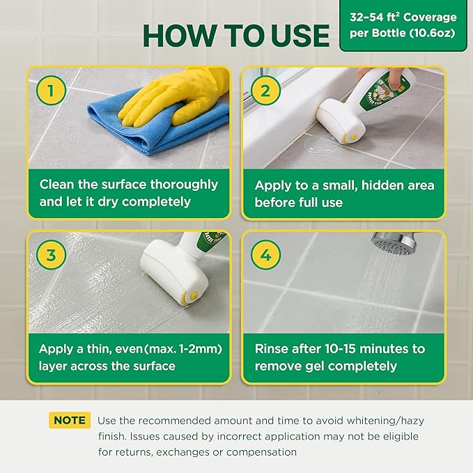 Anti-Slip Gel Treatment for Bathroom Tile, Micro-Grip Forming Action, Easy DIY Application, 10.6 oz