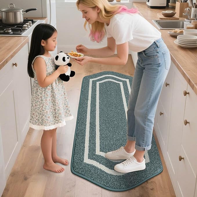 COSY HOMEER Kitchen Rugs and Mats 24"x59" Non Slip Kitchen Mats for Floor Washable Kitchen Runner Rug Stain Resistant Standing Mat for Kitchen,Sink,Polypropylene,Lake Blue