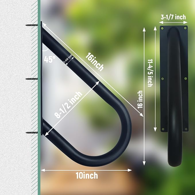 HouseAid Industrial Pipe Handrail for 1-2 Step Stairs, Farmhouse Stair Hand Railing Grab Bars with 1-1/4 Inch Diameter Pipe, Vintage Style U-Shape Safety Handle, Wall Mounted, Matte Black