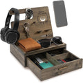 Nightstand Organizer for Men- Bedside Table Organizer with Drawer for Cellphone, Watches, Sunglasses & Accessories- Makes an Ideal Gift for Dad, Grandpa or Golfer