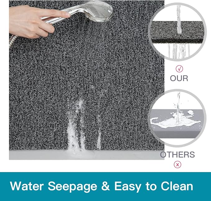 Shower Mat Non Slip,Soft Bath Mat with Drain,Quick Drying PVC Loofah Bathtub Mat for Bathroom,Without Suction Cups,24 x 24 Inch (Mix Color)