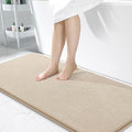 OLANLY Thick Memory Foam Bath Mat Rug 50x30, Extra Soft Absorbent Bathroom Rug, Quick Dry Bath Mats, Non-Slip, Machine Washable Carpet for Bathroom, Tub and Shower, Home Decor Accessories, Beige