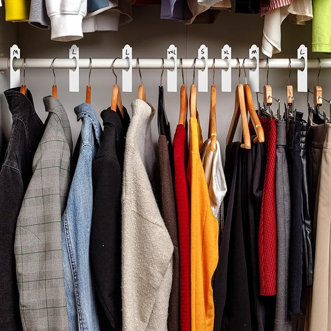 Sintuff 64 Pcs Hanging Closet Size Dividers Clothing Rack Dividers Rectangular Reusable Closet Separators for Clothing Racks Retail (White)