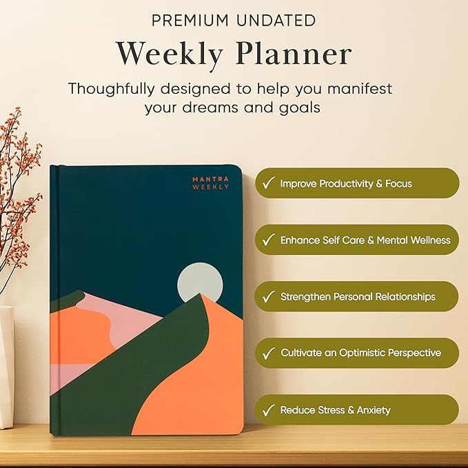 2026 Planner, Daily Journal & Gratitude Journal All-In-One with To Do List, Self Care Prompts & Habit Tracker - 7 x 10 - Green