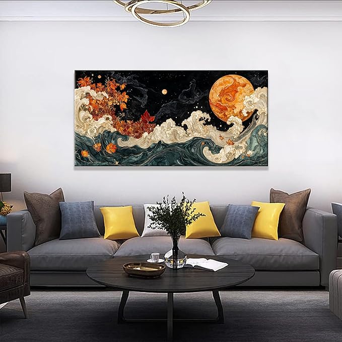 Suconvng Modern Boho Abstract Wall Artwork Canvas Art Wall Decor Pictures Painting Colorful Abstract Aesthetic Wall Decor For Living Room Bedroom Dining Room Home Office Artwork 24" × 48"
