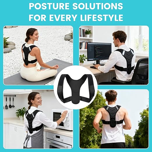 Posture Corrector for Men & Women, Adjustable Back Brace & Straightener for Office, Home & Daily Use, Relieve Back Pain, Prevent Hunching & Slouching, Comfortable & Breathable, S