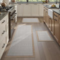PADOOR Non Slip Kitchen Rugs Sets of 3 - Extra Large 2.5'x6' + 20"x32" + 20"x32" Runner Rugs for Kitchen Floor Non Skid Washable, Absorbent Kitchen Mat for in Front of Sink 3 Piece Brown