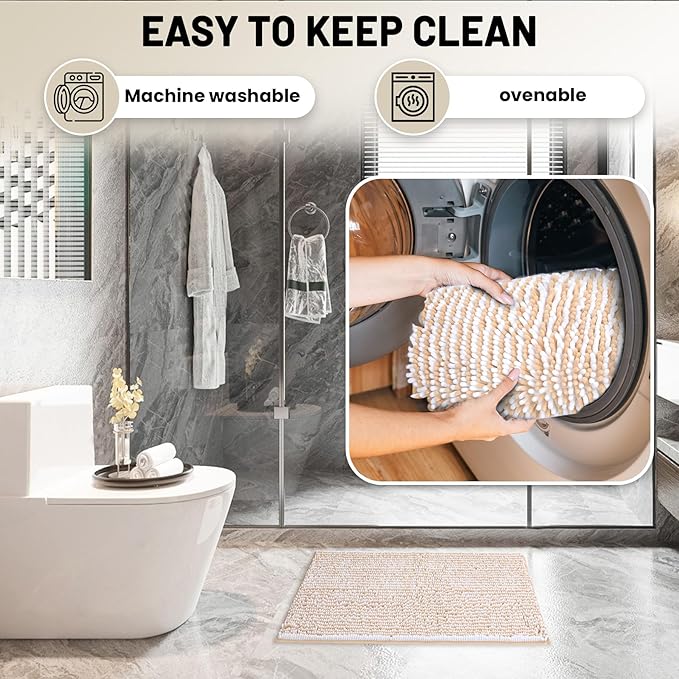 Ultra-Soft Bathroom Rug Set, 2-Piece – Absorbent, Non-Slip, Machine Washable Bath Mats for Bathroom, Shower, Sink, Kitchen （20" x 32" + 17" x 24"）
