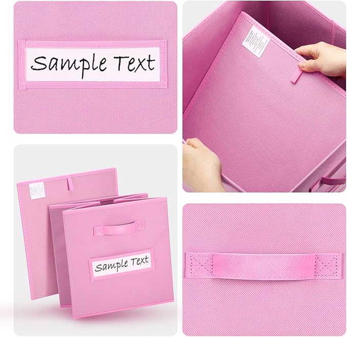 artsdi Fabric storage cubes (8 Pack) 11 Inch Cube Storage Bin, cube organizer bins with 8 Labels Window Cards & a Pen, Foldable cube organizer bins and Storage Box, Light Pink