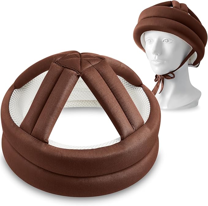 Woanger 1 Pcs Anti Fall Elder Head Safety Helmet for Adults Special Needs Thick Soft Protective Hat Adjustable Seniors Fall Prevention Head Protection Cap Elderly Helmet for Injury(Khaki)