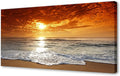 Muolunna S04698 Canvas Prints Wall Art Sunset Ocean Beach Pictures Paintings for Living Room Bedroom Home Decorations Framed Ready to Hang Seascape Waves Artwork