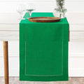 D'Moksha Homes Linen Kelly Green Table Runner 84 Inches Long - 100% Pure Linen Table Runner 14 x 84 Inch for St Patricks Day, Easter - Classic Hemstitch