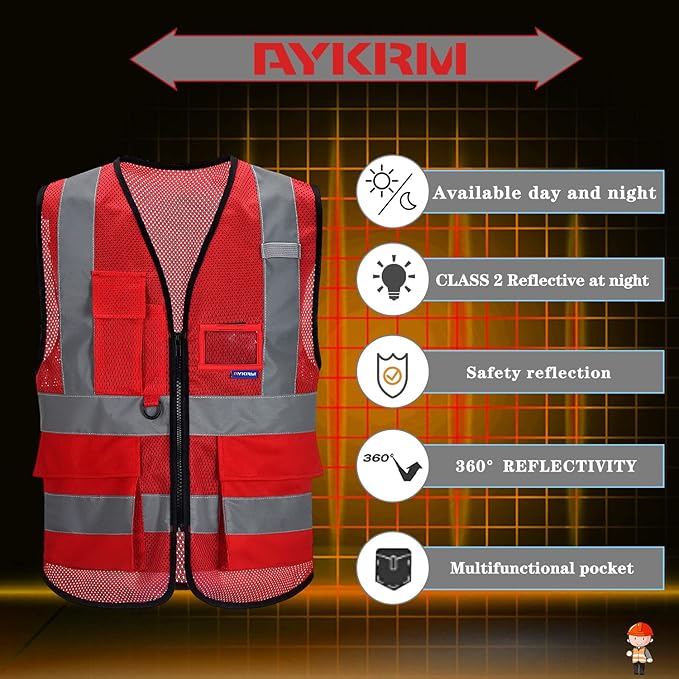 A-SAFETY Red mesh amazon vest