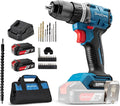 Dong Cheng 20V Brushless Heavy-duty Impact Drill, 531in-lbs, 1/2" Keyless Metal Chuck, 20+1+1 Clutch, Cordless Hammer Drill with 2 * 2.0Ah Battery Kit for Drilling Brick Wall, Metal, Wood