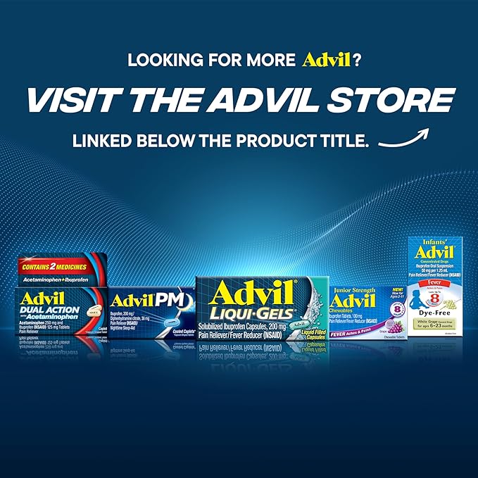 Advil Pain Reliever and Fever Reducer, Pain Relief Medicine with Ibuprofen 200mg for Headache, Backache, Menstrual Pain and Joint Pain Relief - 200 Coated Tablets